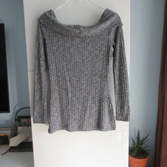 7 For All Mankind Womens S Cowl Neck Long Sleeve Fitted Tunic Sweater Top Gray - Picture 2 of 9